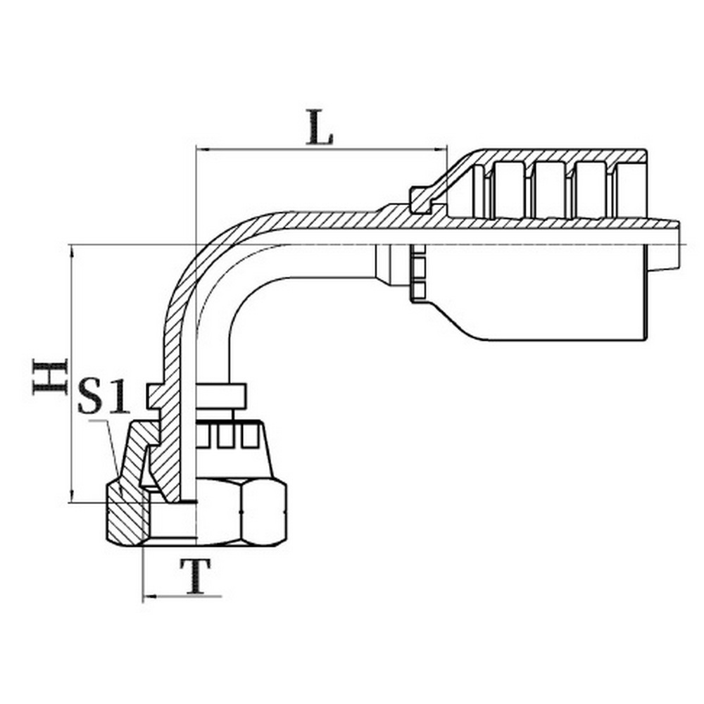 HRH-BSP(F)-DN06-1/4-90 Фитинг гидравлический BSP (Г) DN06 1/4 (90)